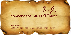 Kapronczai Juliánusz névjegykártya